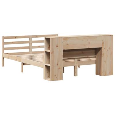 Bed met boekenkast zonder matras massief grenenhout 135x190 cm - thumbnail
