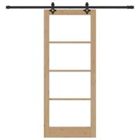 Schuifdeur met Hardware Set 86x211 cm Massief Vurenhout - thumbnail