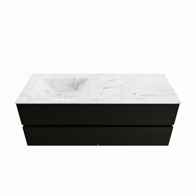 MONDIAZ VICA-DLUX 130cm badmeubel onderkast Urban 4 lades. Inbouw wastafel CLOUD links 1 kraangat, kleur Opalo.