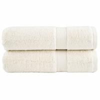 VidaXL Handdoeken solund 2 st 600 g/m² 50x100 cm crèmekleurig - thumbnail