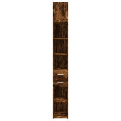 Opbergkast smal 30x42,5x225 cm bewerkt hout gerookt eikenkleur