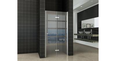 Saqu Essential Nisvouwdeur 90x202cm Links Aluminium-look/Helder glas (antikalk)