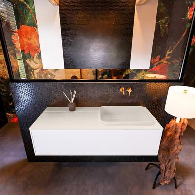 Badkamermeubelset Mondiaz Erin 120 cm met 1 Lade met RIDGE Wastafel Rechts Linen Zonder Kraangaten Greeploos Mat Talc Badkamermeubelset Mondiaz Erin 120 cm met 1 Lade met RIDGE Wastafel Rechts Linen Zonder Kraangaten Greeploos Mat Talc