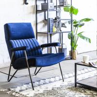 Eleonora fauteuil william fluweel blauw 91 x 79 x 90 - thumbnail