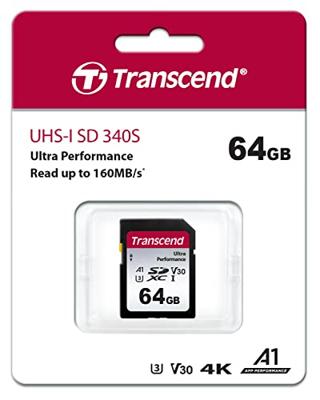 Transcend TS64GSDC340S SDXC-kaart 64 GB A1 Application Performance Class, v30 Video Speed Class, UHS-Class 3 Schokbestendig, Waterdicht Transcend TS64GSDC340S SDXC-kaart 64 GB A1 Application Performance Class, v30 Video Speed Class, UHS-Class 3 Schokbestendig, Waterdicht