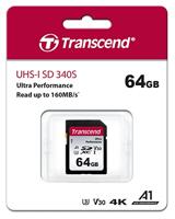 Transcend TS64GSDC340S SDXC-kaart 64 GB A1 Application Performance Class, v30 Video Speed Class, UHS-Class 3 Schokbestendig, Waterdicht - thumbnail