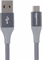 Amazon Basics USB 2.0 USB-A naar Micro USB-kabel, met dubbelgevlochten nylon, 3 m, tablet, donkergrijs - thumbnail