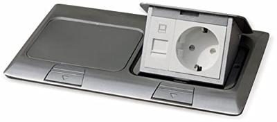 LEDmaxx 105627 2-voudig Vloerinbouw-contactdoos Met Cat5-bus, Aanraakbeveiliging Aluminium