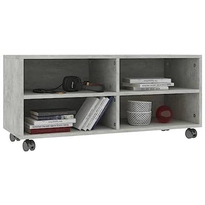 VidaXL Tv-meubel met wieltjes 90x35x35 cm bewerkt hout betongrijs