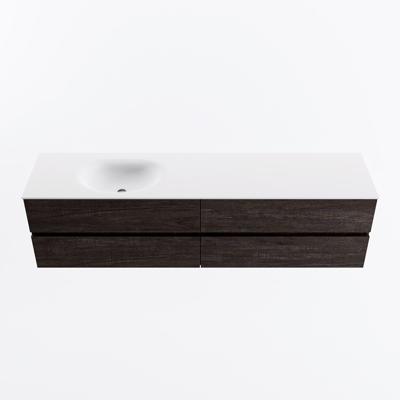 MONDIAZ VICA 190cm badmeubel onderkast Dark Brown 4 lades. Wastafel MOON links 1 kraangat, kleur Talc.