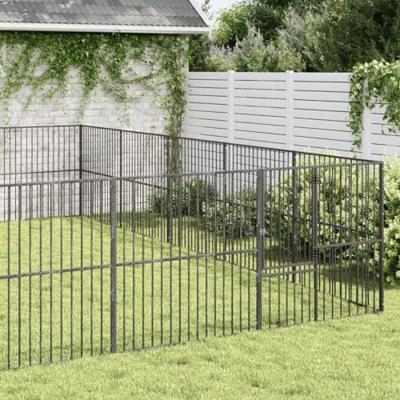 Hondenkennel 20 panelen gepoedercoat staal zwart