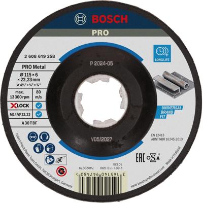 Bosch Accessories 2608619258 X-LOCK Schruppscheibe 115x6mm Expert for Metal gekröpft VE10 Afbraamschijf gebogen Diameter 115 mm Boordiameter 22.23 mm 1 stuk(s)
