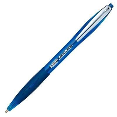 Balpen bic atlantis soft clic m blauw | 12 stuks