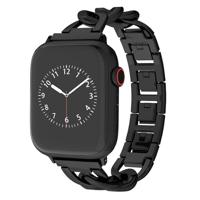 By Qubix - Metalen quick-release ketting band - Zwart - Compatible met Apple watch 44mm / 45mm / 46mm / 49mm - Compatible Apple watch bandjes - thumbnail