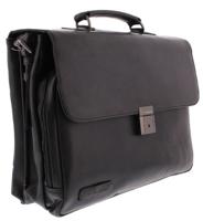 Plevier 15.6 inch leren laptoptas Navigator Morse zwart - thumbnail