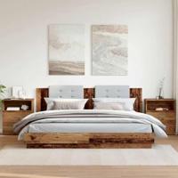 Nachtkastjes 2 st 50x32x60 cm bewerkt hout oud houtkleurig - thumbnail