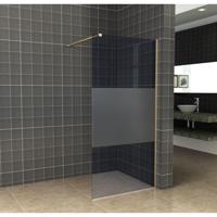 Wiesbaden Slim inloopdouche 90x200cm 8mm nano glas gedeeltelijk mat rookglas messing sw295910/sw373478 - thumbnail