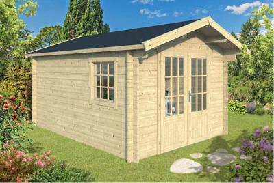 Tuindeco Peggie Blokhut 300x400 cm 40 mm vuren blank- Zadeldak- Onbehandeld vurenhout- Tuindeco