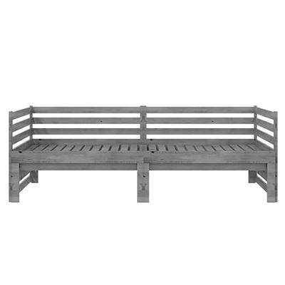 VidaXL Bedbank uitschuifbaar massief grenenhout grijs 2x(90x200) cm