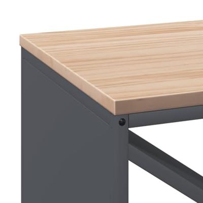 VidaXL Brandhoutrek met houten blad 100,5x35,5x40 cm antracietkleurig VidaXL Brandhoutrek met houten blad 100,5x35,5x40 cm antracietkleurig