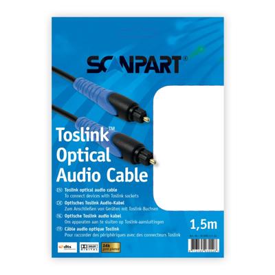 Scanpart Toslink optical audio kabel 1,5m Zwart Optische kabel Zwart