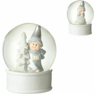 J-Line sneeuwbol engel 12 cm 2 assorti | 12 stuks