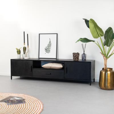 Livingfurn TV-meubel 'Kala' Mangohout 180cm, kleur Zwart Livingfurn TV-meubel 'Kala' Mangohout 180cm, kleur Zwart