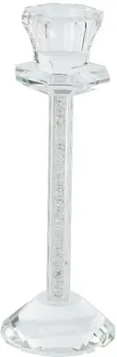 Decoris kandelaar glas deco 7x19.5cm transparant