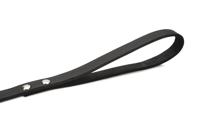 Hondenriem van leer 130cm x 16mm zwart - thumbnail