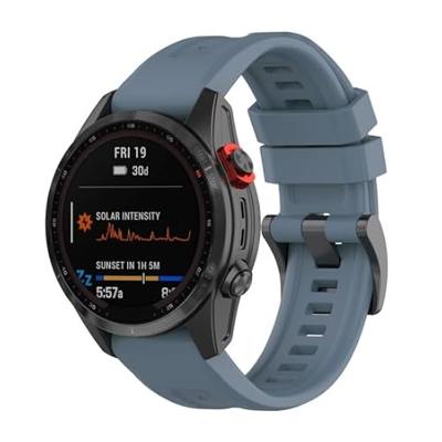 By Qubix - Siliconen sportbandje - Grijsblauw - Compatible met Garmin Instinct 3 / Instinct E - 45mm - Compatible Garmin bandje - Bandbreedte: 22mm