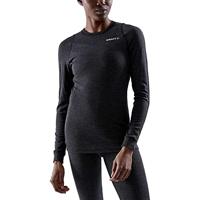 Craft Wool Merino LS Thermoshirt Dames Black Melange L - thumbnail
