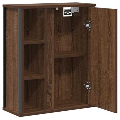Badkamerwandkast met spiegel 50x21x60 cm bruin eikenkleurig