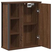 Badkamerwandkast met spiegel 50x21x60 cm bruin eikenkleurig - thumbnail