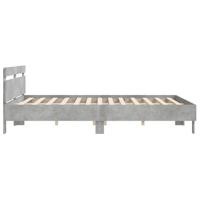 Bedframe met hoofdeinde bewerkt hout betongrijs 200x200 cm - thumbnail