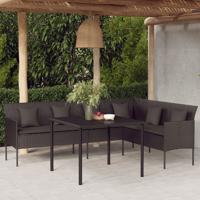 2-delige Tuinset met kussens poly rattan zwart - thumbnail