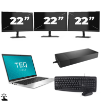 HP EliteBook 840 G7 - Intel Core i7-10e Generatie - 14 inch - Touch - 8GB RAM - 256GB SSD - Windows 11 + 3x 22 inch Monitor - thumbnail