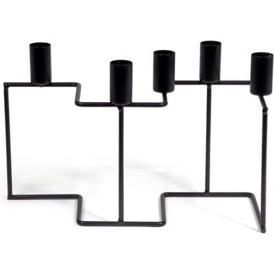 Senza Kandelaar Zig Zag 27.5x10.5x17 cm Zwart/Metaal