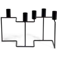 Senza Kandelaar Zig Zag 27.5x10.5x17 cm Zwart/Metaal - thumbnail