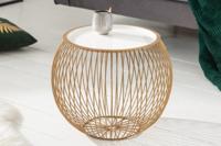 Ronde salontafel OPSLAG 40cm goud wit metalen dienblad bijzettafel met opbergruimte handgemaakt - 40360 - thumbnail