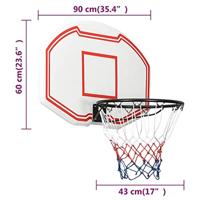 VidaXL Basketbalbord 90x60x2 cm polyetheen wit - thumbnail