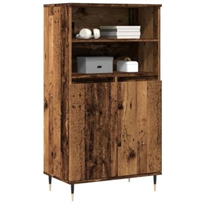 Hoge kast 60x36x110 cm bewerkt hout oud houtkleurig