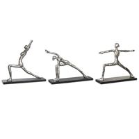 Decoratieve figuren DKD Home Decor 33 x 10 x 35 cm Zilverkleurig Zwart Indiaas Yoga (3 Stuks) - thumbnail