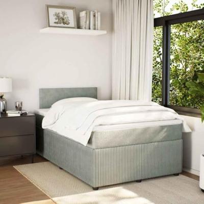 Boxspring met matras fluweel lichtgrijs 120x190 cm