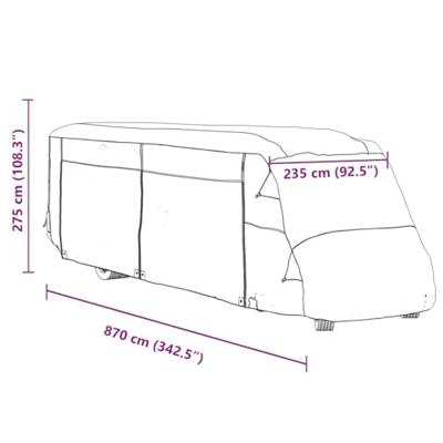 Camperhoezen 870x235x275 cm vliesvlies grijs