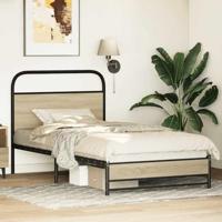 Bedframe zonder matras bewerkt hout sonoma eikenkleur 100x200cm - thumbnail