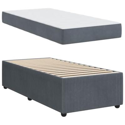 Bedframe met matras met matras Donkergrijs 80 x 200 cm Fluweel
