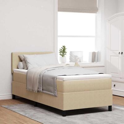 Boxspringbed matras en LED ribfluweel lichtgroen grijs 90x200