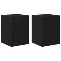 Garagewandkasten 2 st spaanplaat zwart - thumbnail