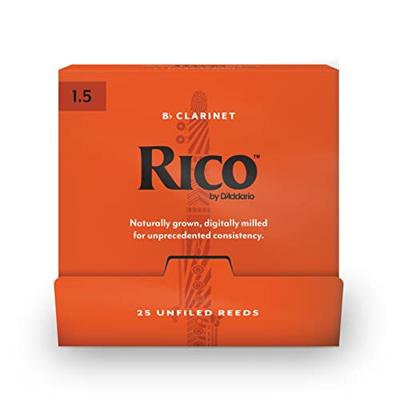 D&apos;Addario Woodwinds RCA0115-B25 Rico Bb klarinetriet, 1.5, 25-Count Single Reeds, Unfiled