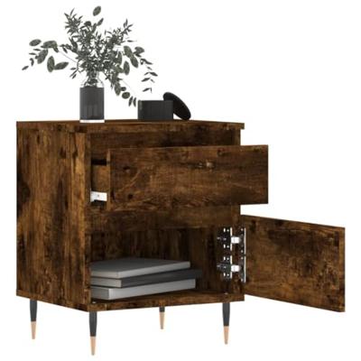 Nachtkastje 40x35x50 cm bewerkt hout gerookt eikenkleurig Nachtkastje 40x35x50 cm bewerkt hout gerookt eikenkleurig